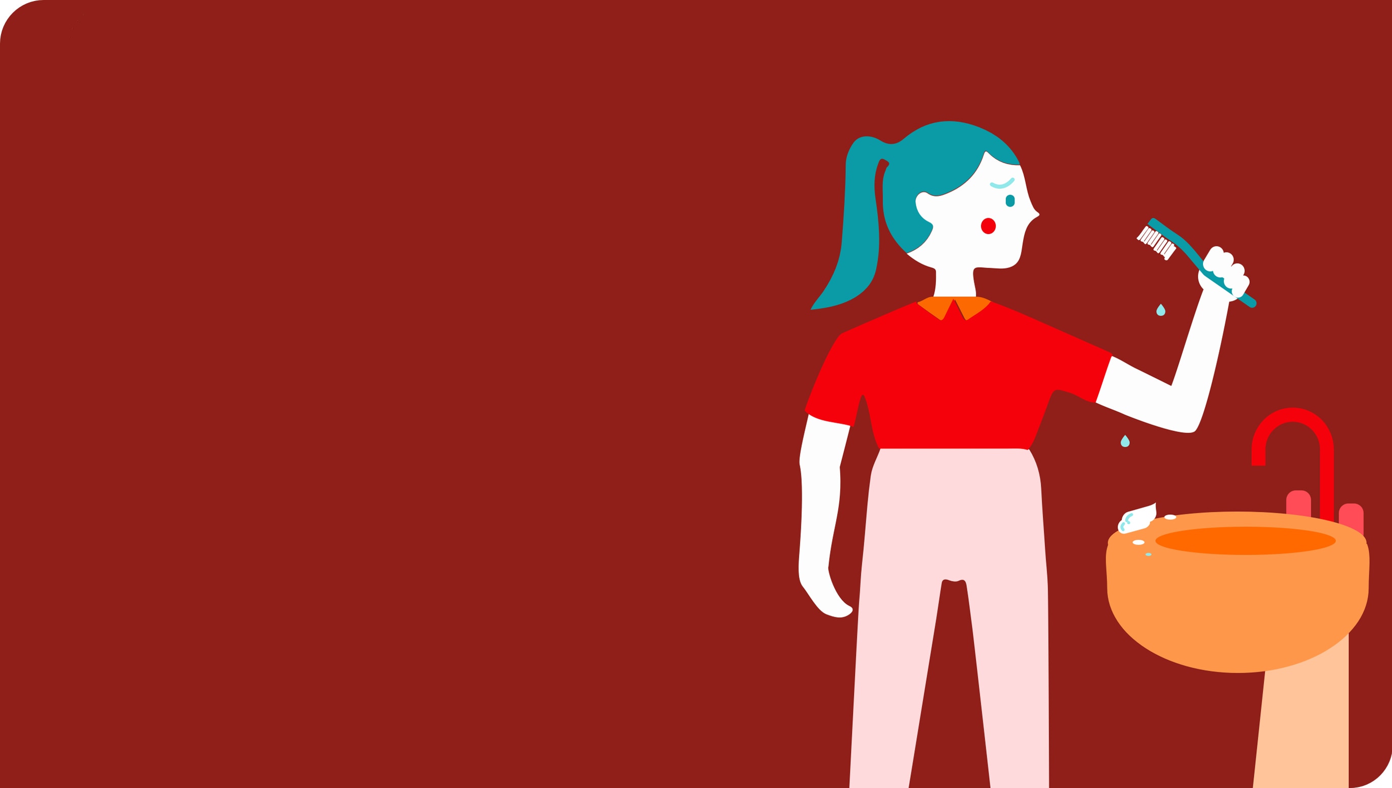 woman brushing teeth